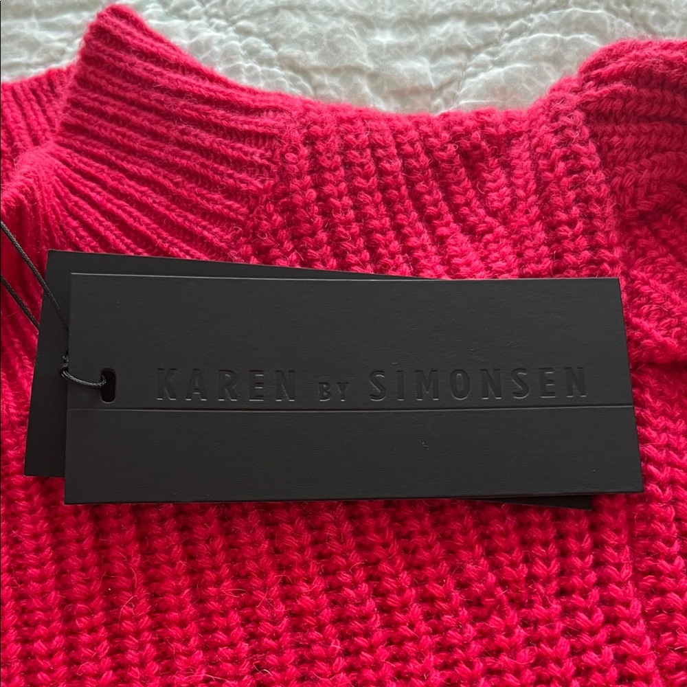 Karen by Simonsen Vibrant strawberry pink Women's Turtleneck Sweater. - Picture 3 of 4